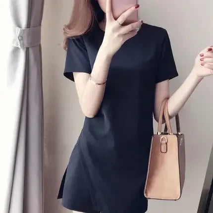 White Black Suit Split Shirt and Shorts Summer Two-piece