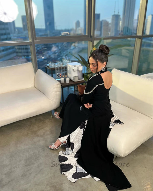 Shiny High Neck Evening Dress