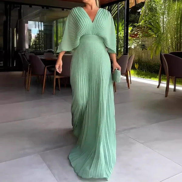 Elegant V-neck High Waist Evening Dress