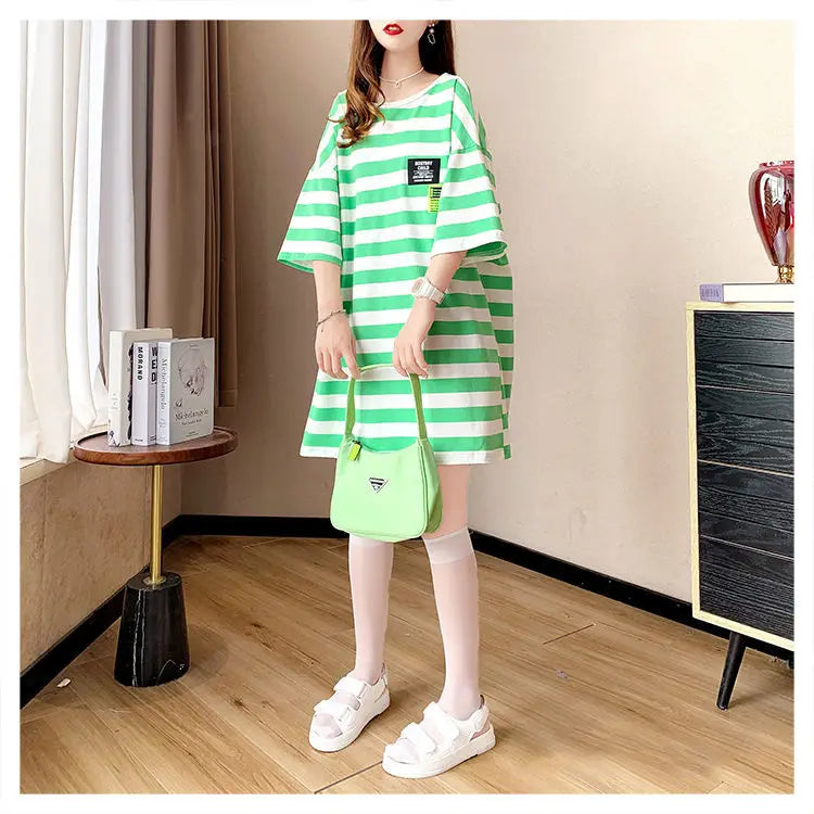 Street Casual Bow Patchwork T Shirt Dress