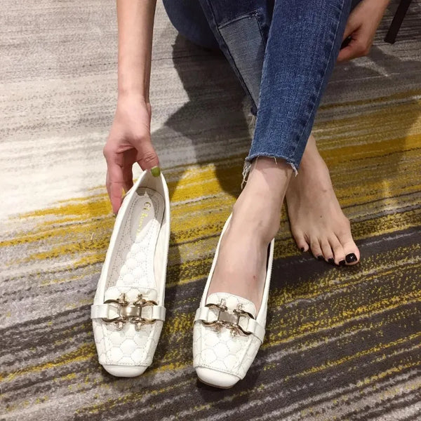 Square Head Single Flats Autumn Loafers