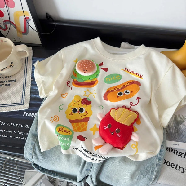 Summer Girls Boys Cute Cartoon Short Sleeve T-shirts
