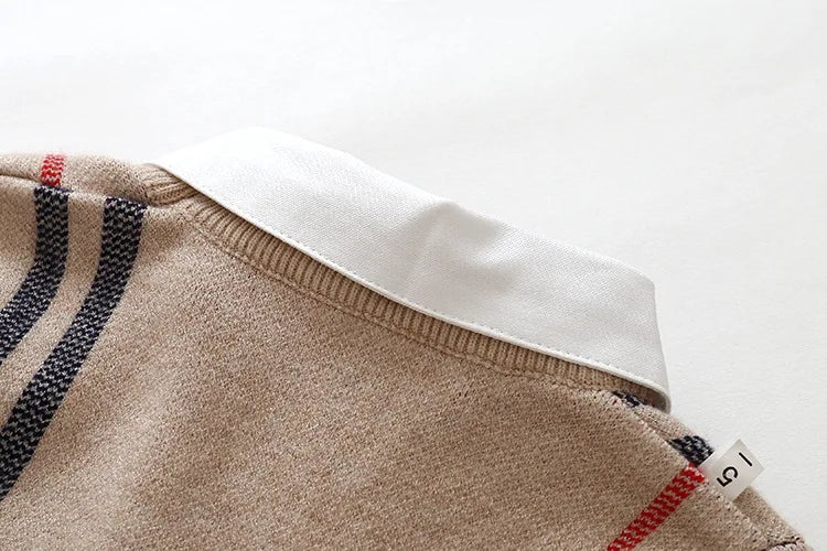 Warm Pullover Top Long Sleeve Plaid Sweater