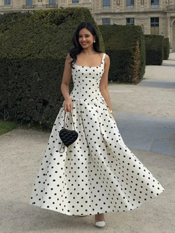 Elegant Square Neck Long Chic Sleeveless Dress