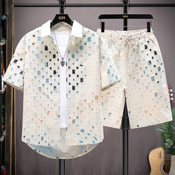 2 Pieces Set Tracksuit Men's Shirt Shorts