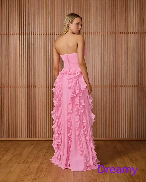 Chiffon Strapless Sleeveless Dress