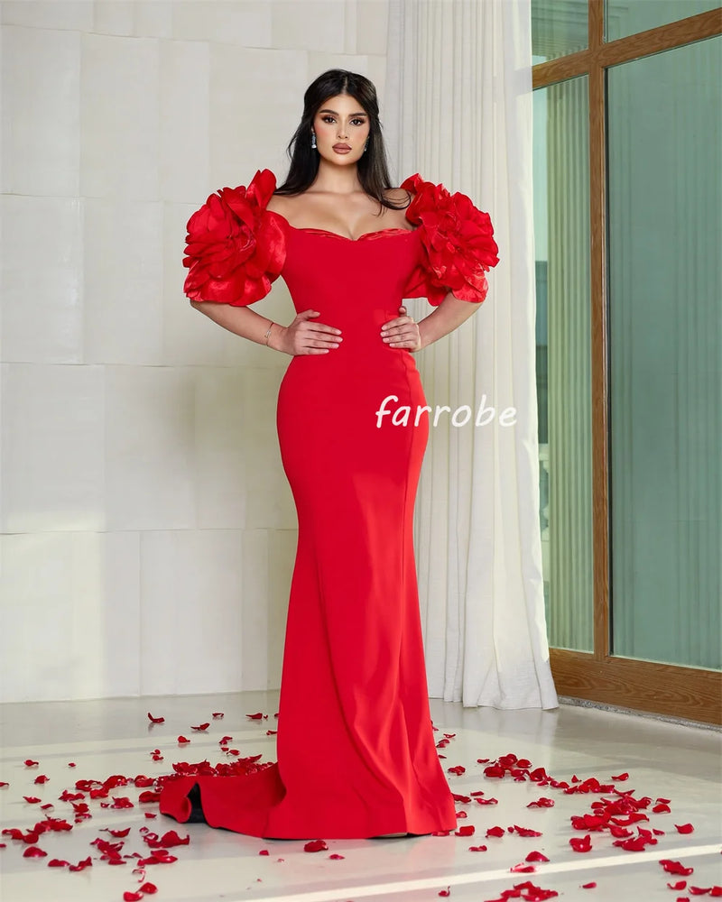 Handmade Flower Pleat Mermaid Long Dress