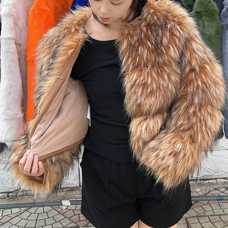 Faux Fur Coat Women's Jacket Winter Warm Thick Fox