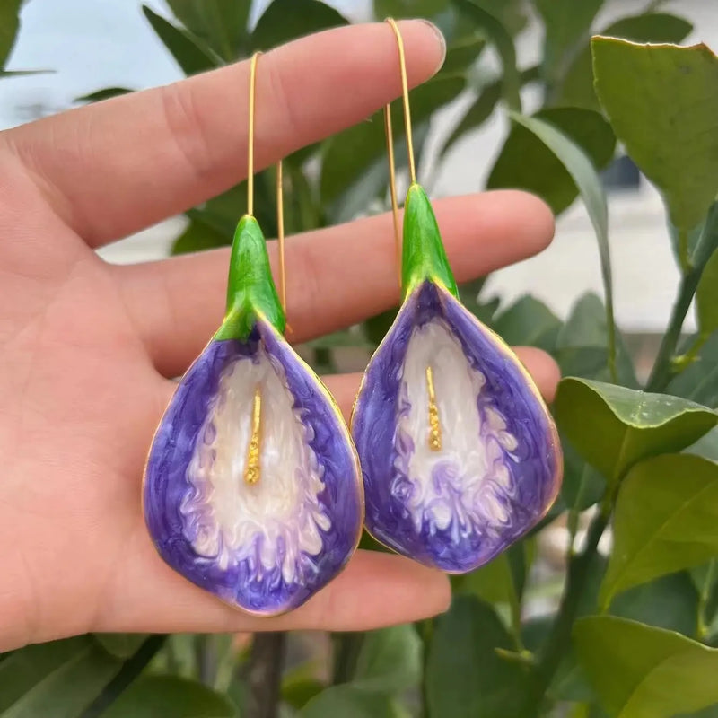 Sweet Temperament Wave Dot Leaf Flower Earrings