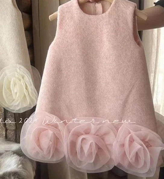 Beautiful Tweed Dress with Big Flower