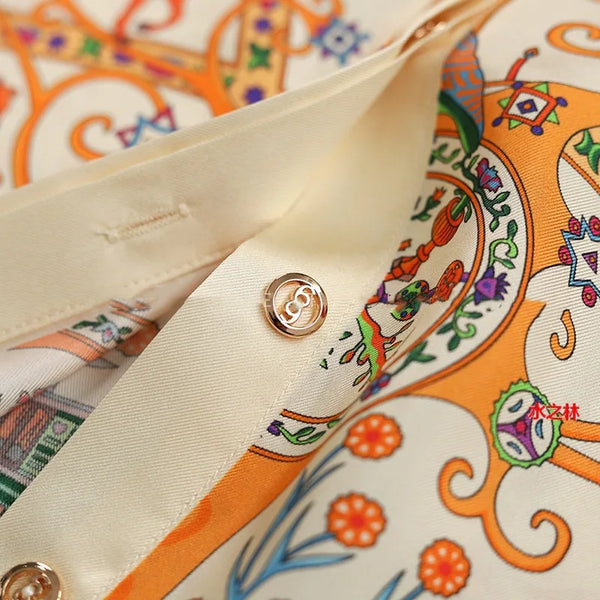 Vintage Shirt Autumn Long Sleeve Luxury Print Blouses