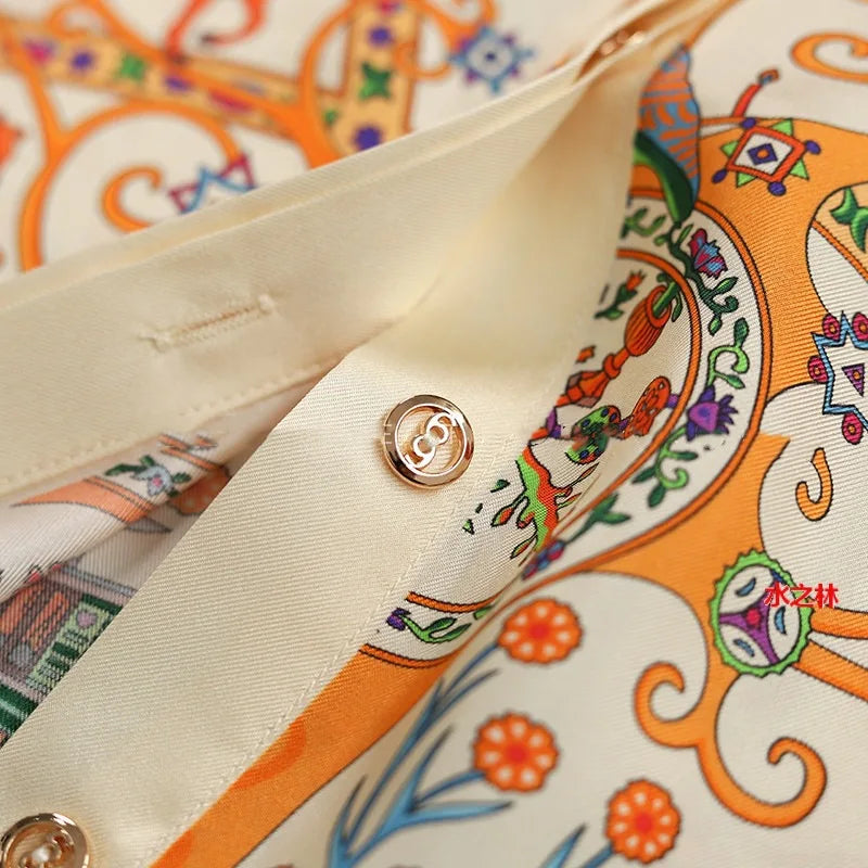 Vintage Shirt Autumn Long Sleeve Luxury Print Blouses