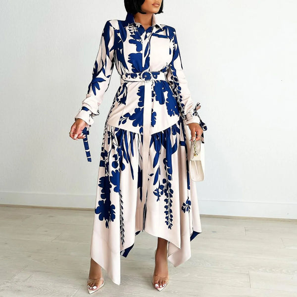 Spring Casual Printed Irregular Maxi Dress