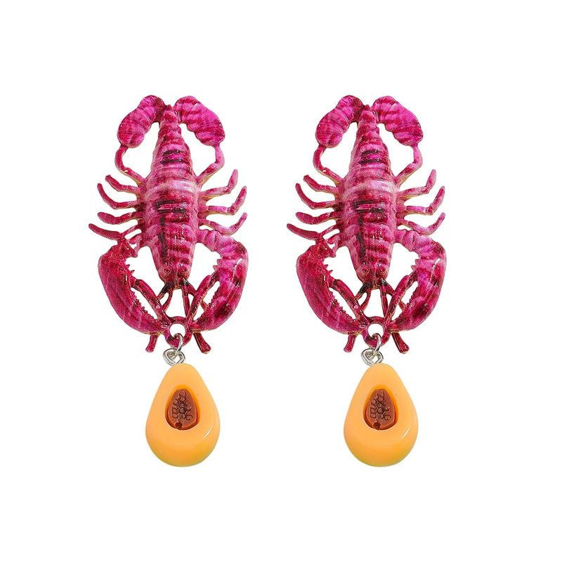 Enamel Crab Drop Earrings