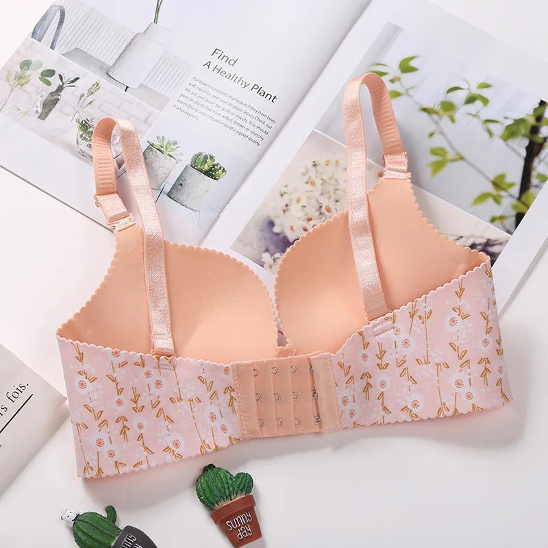 Women Seamless Floral Push Up Bras
