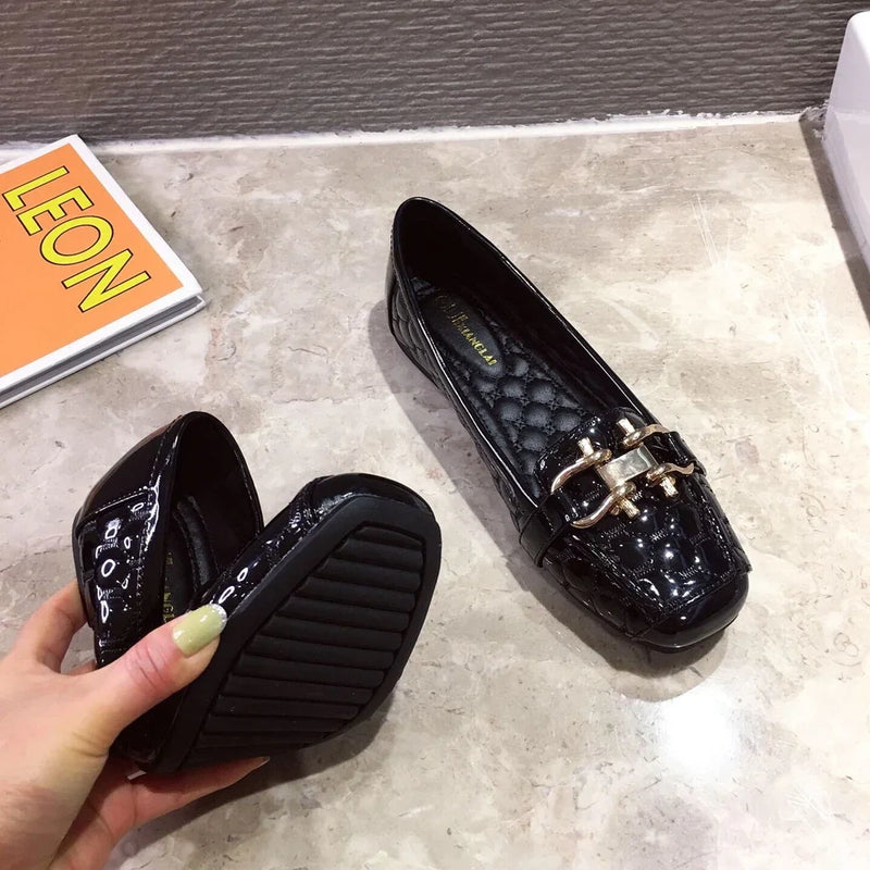 Square Head Single Flats Autumn Loafers