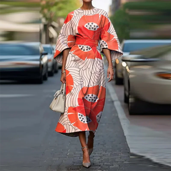 Elegant O-neck Half Sleeved Bohemian Vintage Dress