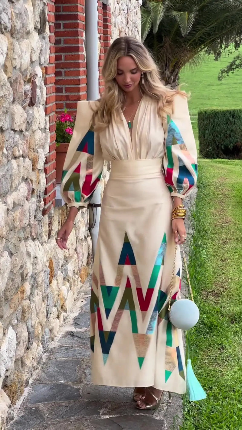 Printed Long Sleeve Top and Skirt Bohemia Sets