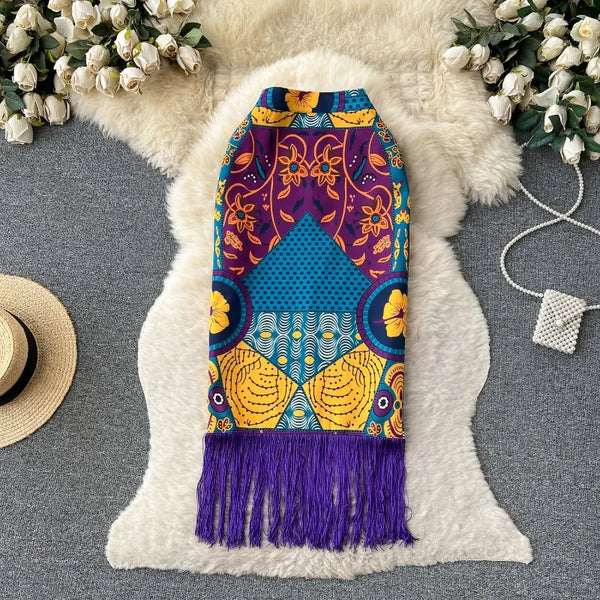 Elegant Chic Patchwork Tassels High Waist Skirt