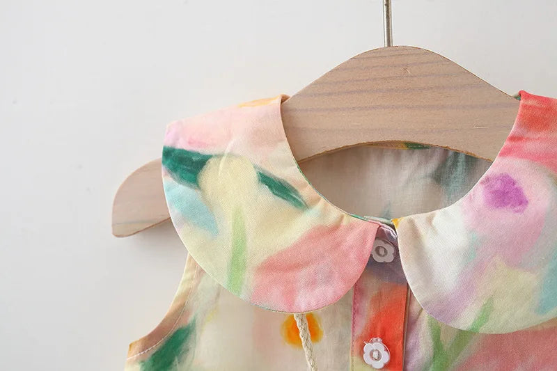 Summer Sweet large flower doll collar sleeveless cotton dress