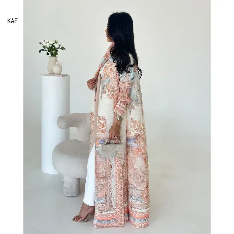 Retro Printed Long Sleeved Abaya
