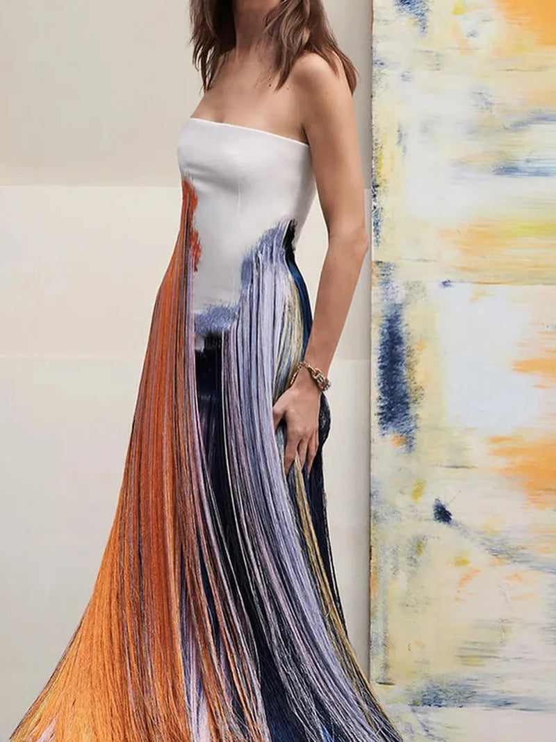 Chic Hollow Out Sleeveless Strapless Tube Dress