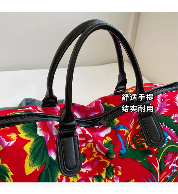 Big Flower Canvas Travel Bag
