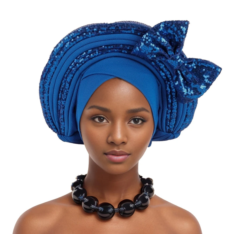 Bowknot Auto Gele Headtie Turban Cap