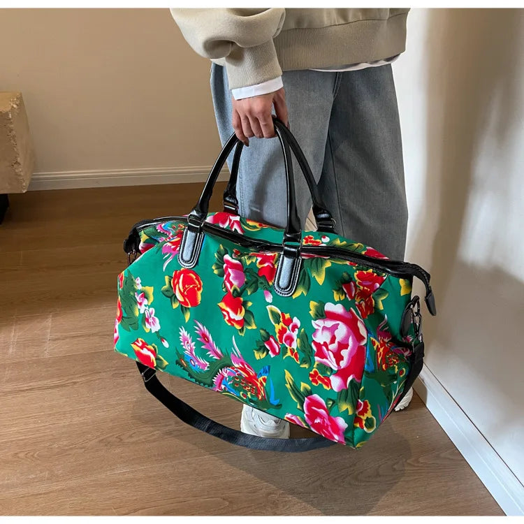 Big Flower Canvas Travel Bag