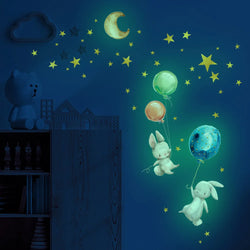 Cartoon Bunny Balloon Wall Sticker Kids Room