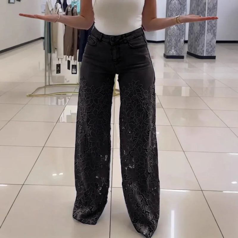 Baggy Zipper Pocket Button Straight Leg Trousers