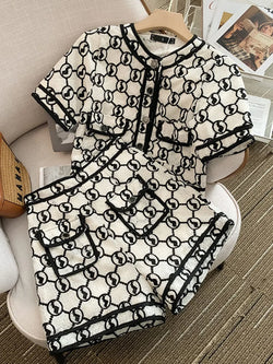 Retro Single-Breasted Short Coat + High Waist Slim Shorts