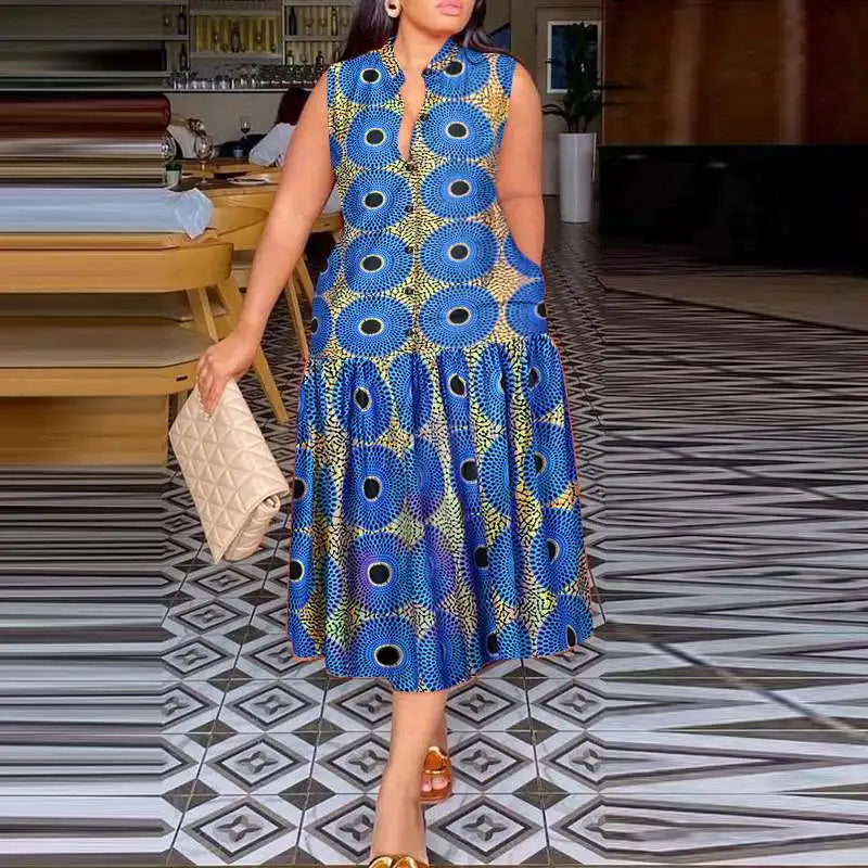 Bohemian Sundress Printed Midi Dress