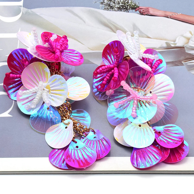 Resin Flower Multicolored Designs Bohemian Handmade Dangle Earrings