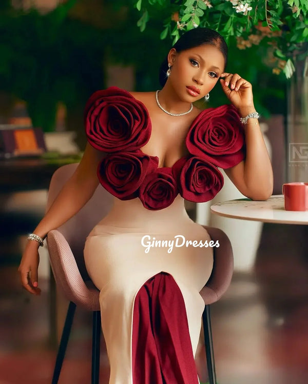 V-Neck Floor-Length Hand-Made Flowers Sleeveless Dress