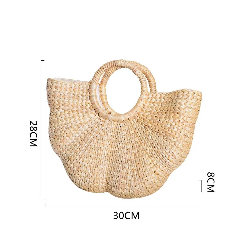 Khaki Rattan Handmade Straw Tote Bag