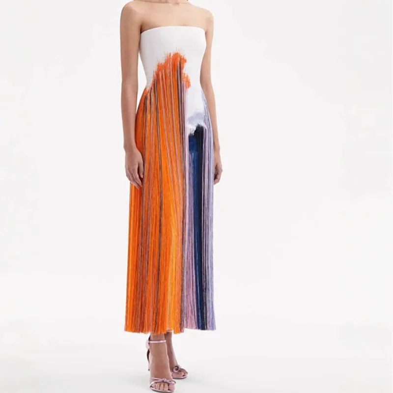 Chic Hollow Out Sleeveless Strapless Tube Dress