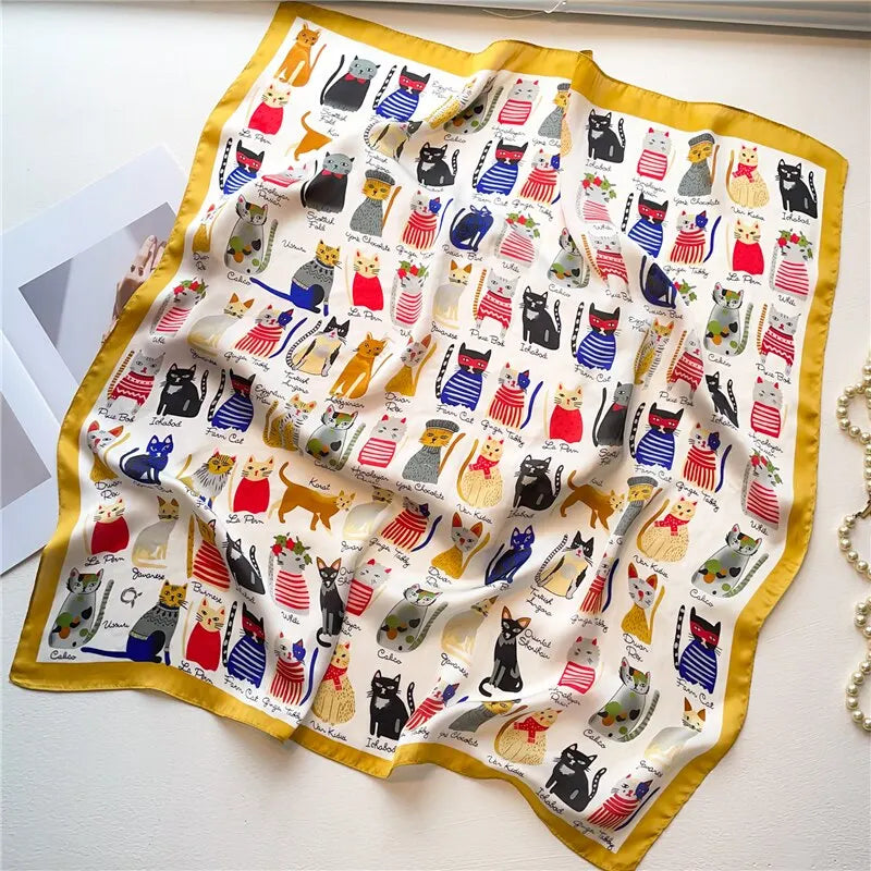 Satin Bandana Print Scarves