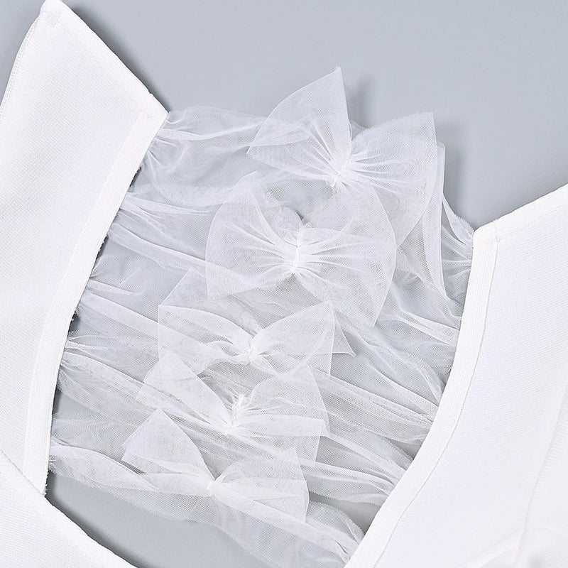 BEAUKEY White Evening Floral Bandage Dress