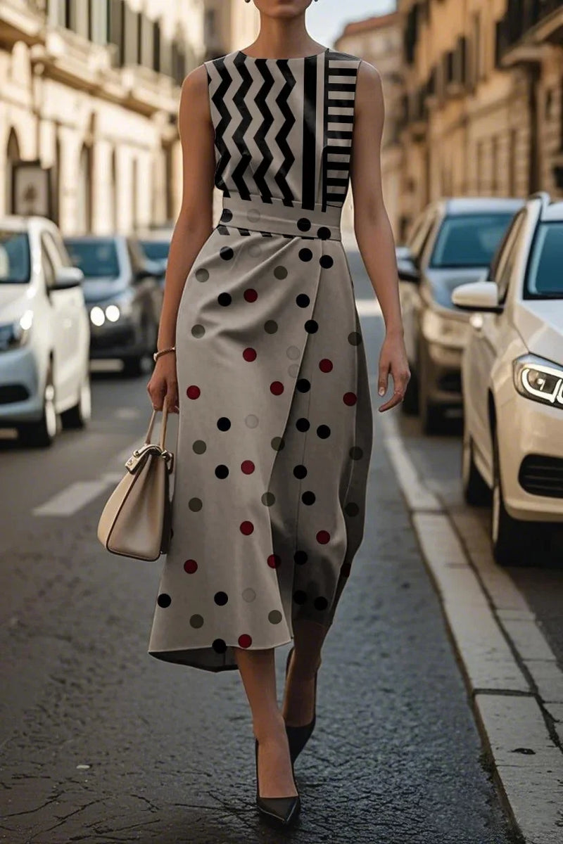 Elegant Floral Sleeveless Timeless Long Ankle Length Dress