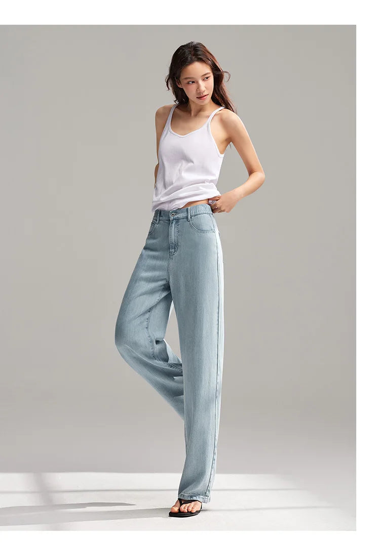 Semir Jeans Women Elastic Waist Long Trousers