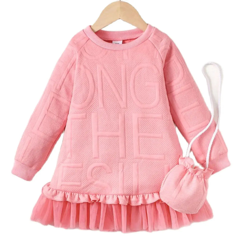 2-7 Years Girls Embossed Letter Long Skirt