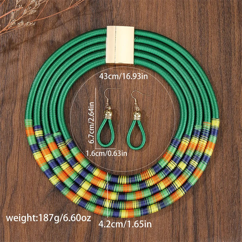 Women Necklace Earrings Multi-layer