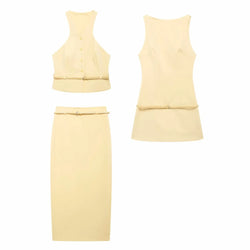 Butter Set Belt Vest and Midi Skirt