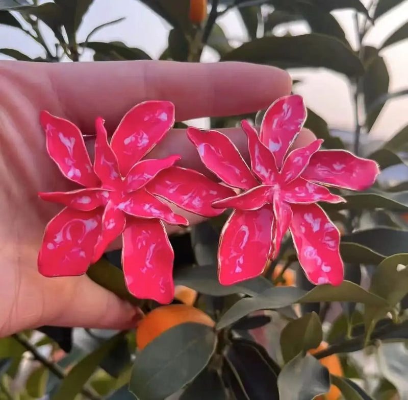Sweet Temperament Wave Dot Leaf Flower Earrings