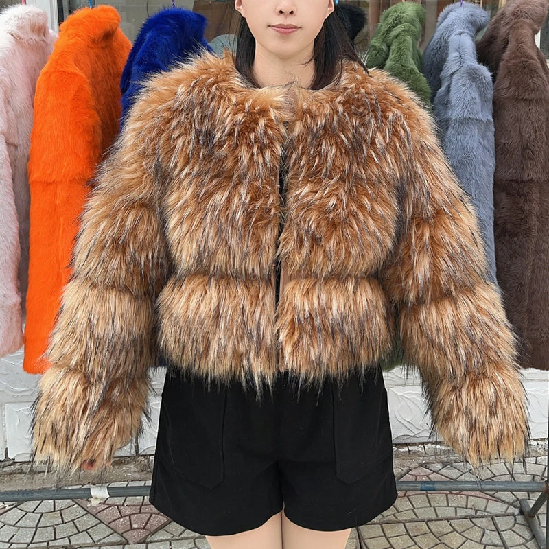 Faux Fur Coat Women's Jacket Winter Warm Thick Fox