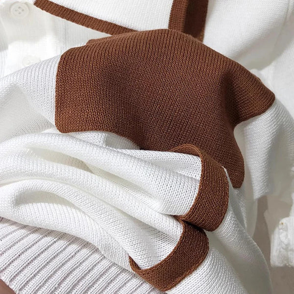Pockets Patchwork Knit Polo Shirts
