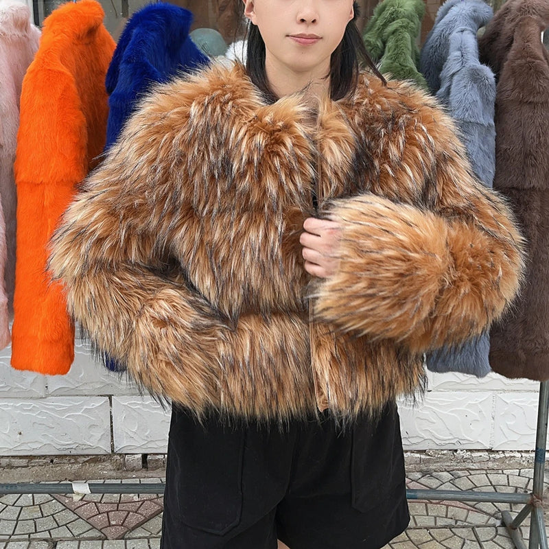 Faux Fur Coat Women's Jacket Winter Warm Thick Fox