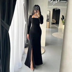 Elegant Simple Long Square Collar Dress