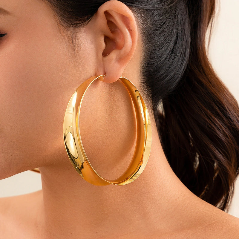 Big Hollow Out Round Hoop Earrings